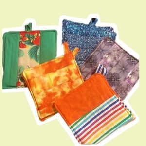 Lots of five sets handmade various pattern potholders. Great for gifting..
